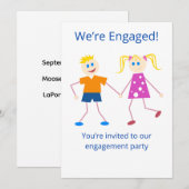 Funny Engagement Party Stick Figure Invitation 招待状 (正面/裏面)
