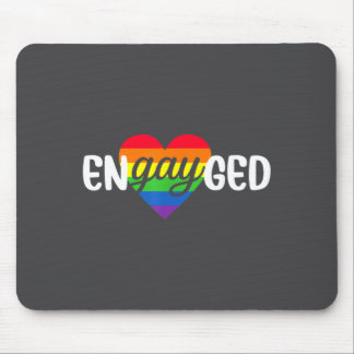Funny Engayged Gay Couple Engagement Party Rainbow マウスパッド