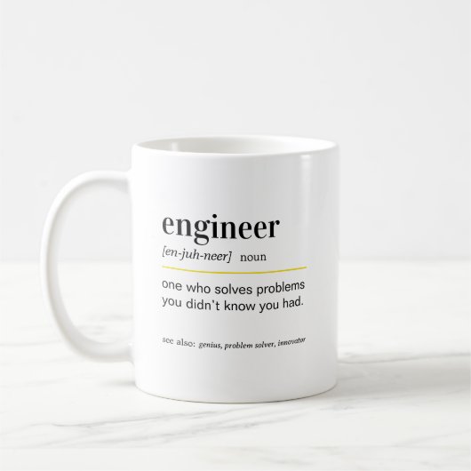 Funny Engineer Definition Gift コーヒーマグカップ (左)