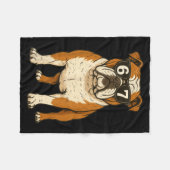 Funny English Bulldog Dog Sungles 67 Six Seven Mem フリースブランケット (正面(横))