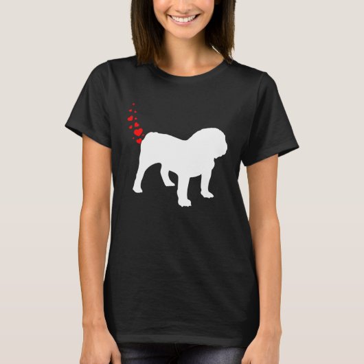 Funny English Bulldog Owner Valentines Day Heart F Tシャツ (正面)