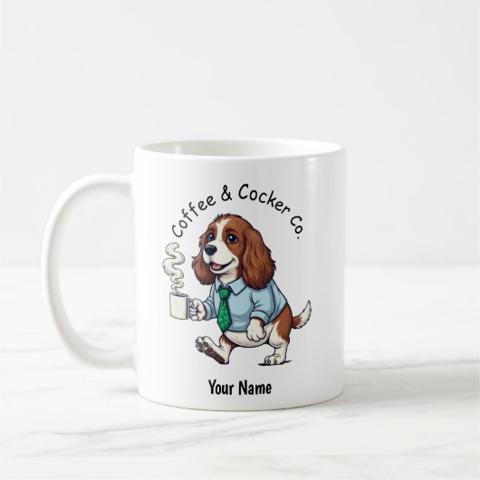 Funny English Cocker Spaniel Business Suit Coffee  コーヒーマグカップ (左)