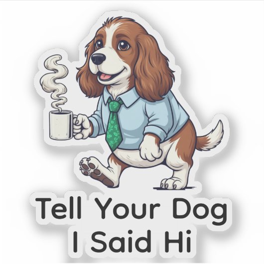 Funny English Cocker Spaniel Business Suit Coffee  シール (正面)
