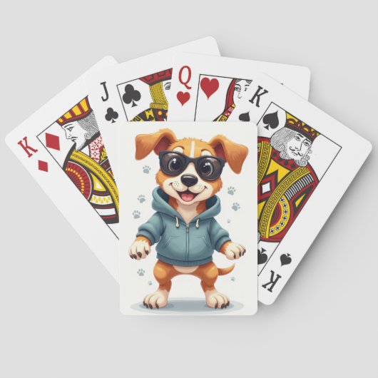 Funny English Foxhound Kawaii Dog トランプ (裏面)
