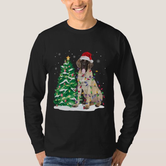 Funny English Mastiff Christmas Lights Shirt Tシャツ (正面)