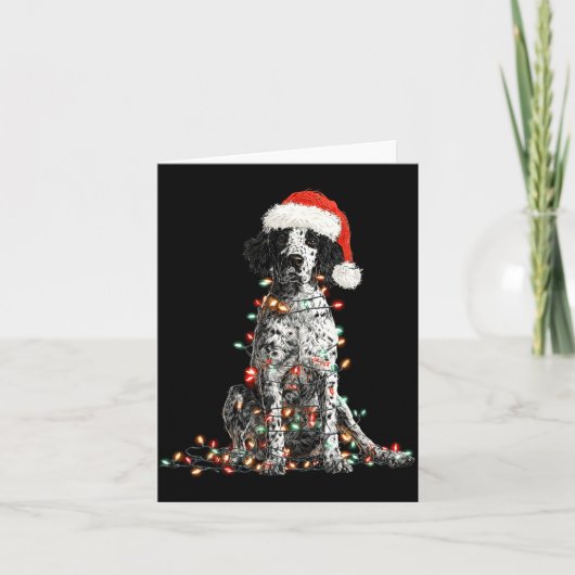 Funny English Setter Christmas Graphics Dog Lights カード (正面)