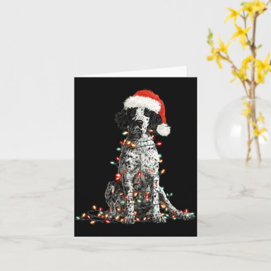 Funny English Setter Christmas Graphics Dog Lights カード (黄色い花)