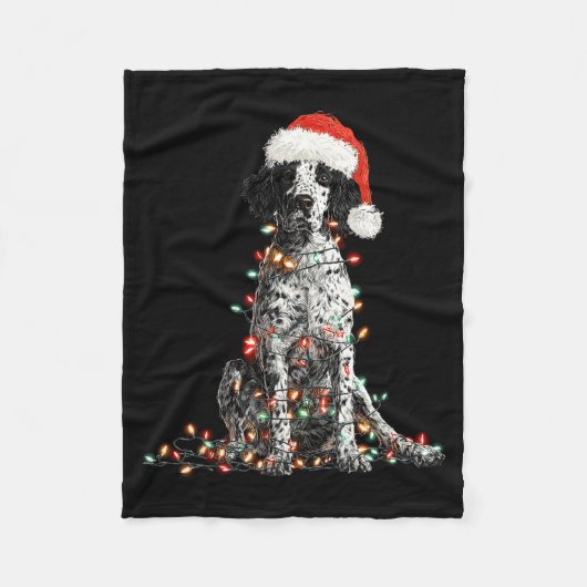 Funny English Setter Christmas Graphics Dog Lights フリースブランケット (正面)