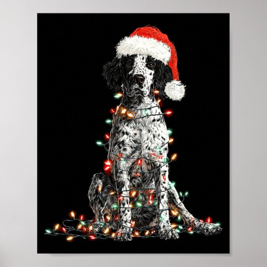 Funny English Setter Christmas Graphics Dog Lights ポスター (正面)