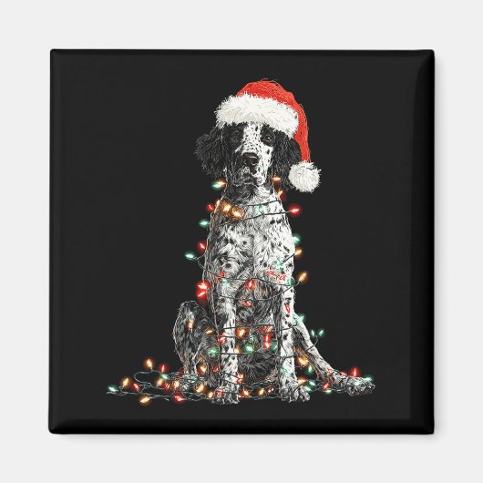 Funny English Setter Christmas Graphics Dog Lights マグネット (正面)