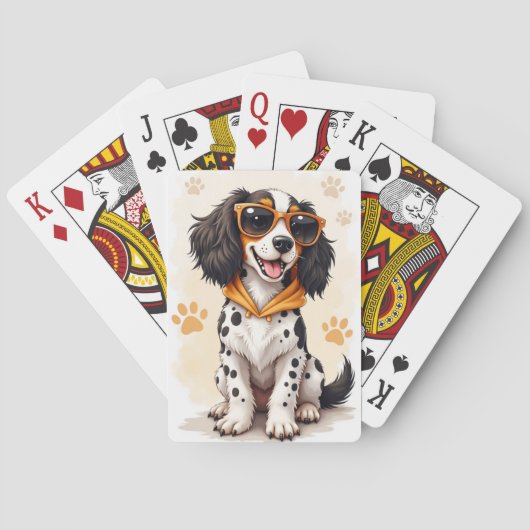 Funny English Setter Kawaii Dog トランプ (裏面)