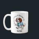 Funny English Springer DOG Business Suit Coffee  コーヒーマグカップ<br><div class="desc">Celebrate your love of dogs and your sense of humor with this unique cartoon-style mug featuring your favorite canine companion. This design tells the story of a "working dog" in a distinctive way, showcasing a stylish puppy ready to start his day with a bow tie and a hot cup of...</div>