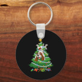 Funny English Springer Spaniel Dog Christmas Tree キーホルダー (正面)