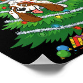 Funny English Springer Spaniel Dog Christmas Tree ポスター (角)