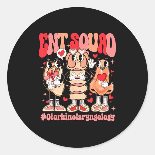 Funny Ent Squad Otolaryngologist Ent Valentines Da ラウンドシール (正面)