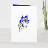 Funny Equestrian Blue Western Cute Horse Birthday  カード (裏面)