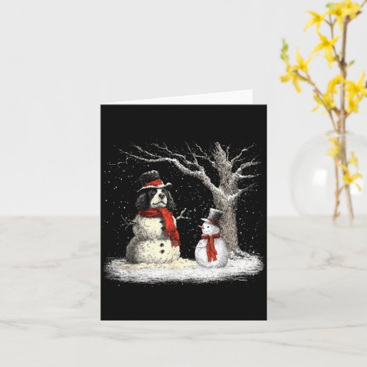 Funny Er Spaniel Dog In The Snow Tree Christmas Wi カード (黄色い花)