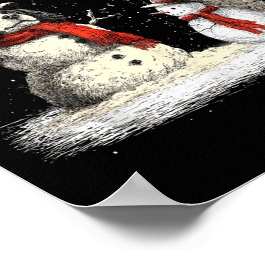 Funny Er Spaniel Dog In The Snow Tree Christmas Wi ポスター (角)