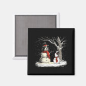 Funny Er Spaniel Dog In The Snow Tree Christmas Wi マグネット (正面/裏面)