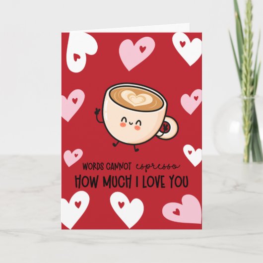 Funny Espresso Pun Valentine シーズンカード (正面)