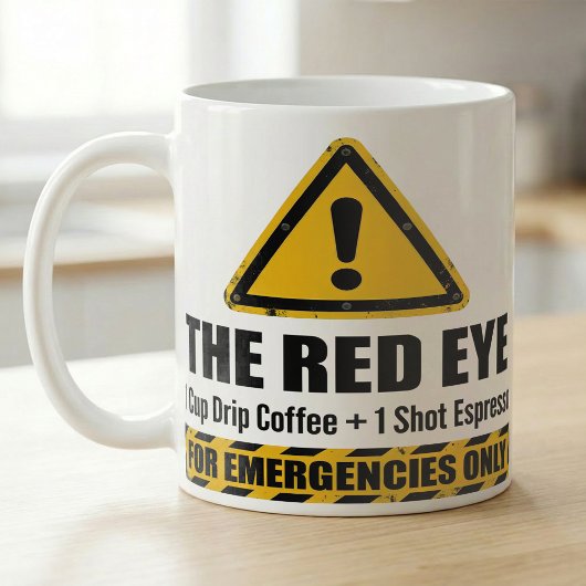 Funny Espresso Red Eye  Emergency Alert  コーヒーマグカップ