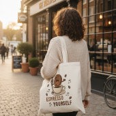 Funny Espresso Yourself Singing Coffee Bean Pun トートバッグ