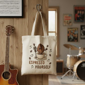 Funny Espresso Yourself Singing Coffee Bean Pun トートバッグ