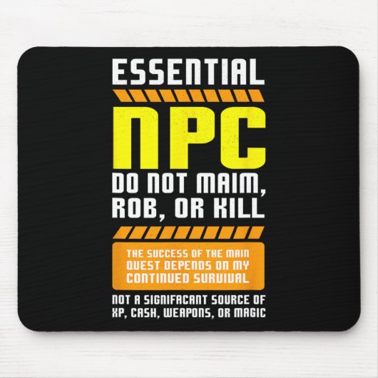 Funny Essential Npc Gamer And Gaming Non Player Ch マウスパッド (正面)