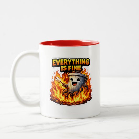  Funny Everything Is Fine Trash Can Mug ツートーンマグカップ (左)