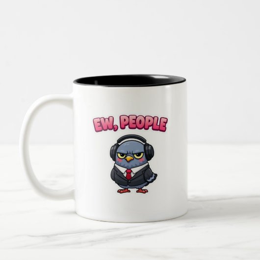 Funny Ew People Pigeon Office Coffee Mug ツートーンマグカップ (左)