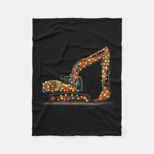 Funny Excavator Christmas Graphics Lights Lover フリースブランケット (正面)