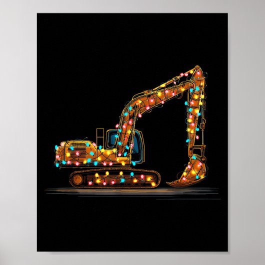 Funny Excavator Christmas Graphics Lights Lover  ポスター (正面)