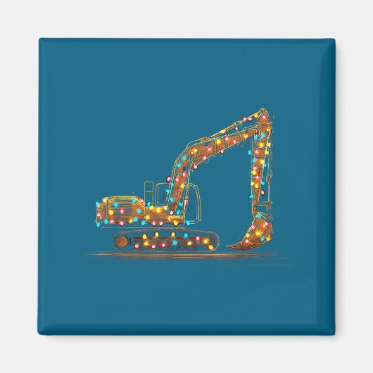 Funny Excavator Christmas Graphics Lights Lover マグネット (正面)