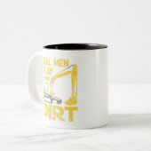 Funny Excavator Construction ツートーンマグカップ (正面左)