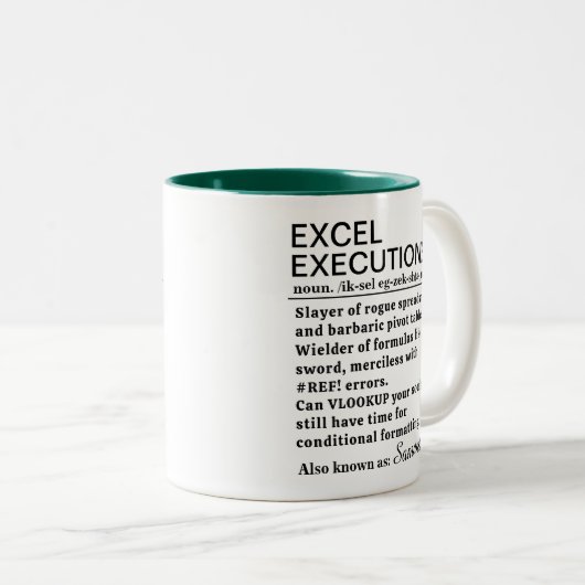 Funny Excel Executioner Definition Personalized ツートーンマグカップ (正面右)