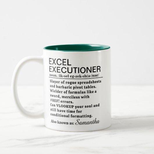 Funny Excel Executioner Definition Personalized ツートーンマグカップ (左)