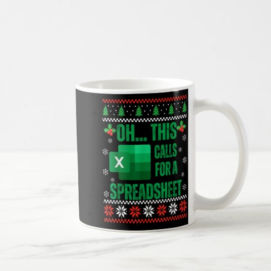 Funny Excel Spreadsheets Christmas Sweater Lover A コーヒーマグカップ (右)