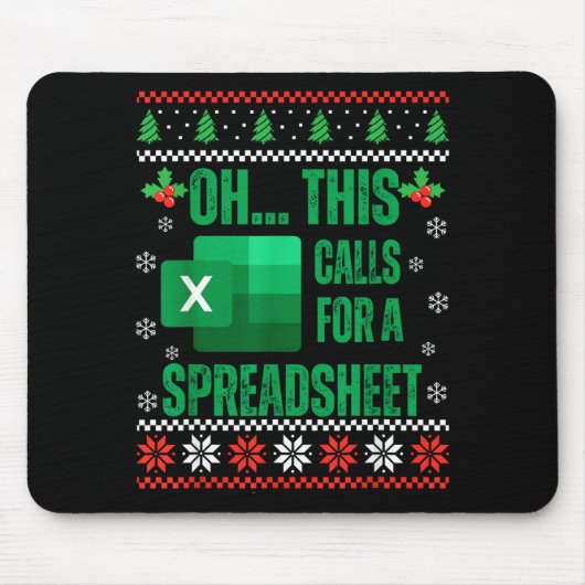 Funny Excel Spreadsheets Christmas Sweater Lover A マウスパッド (正面)