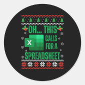 Funny Excel Spreadsheets Christmas Sweater Lover A ラウンドシール (正面)