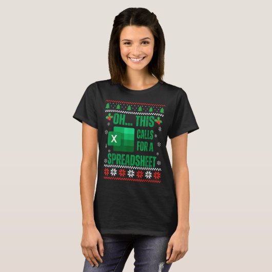 Funny Excel Spreadsheets Christmas Sweater Lover A Tシャツ (正面フル)