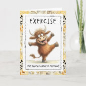 Funny Exercise Highland Cow Greeting Card カード (正面)