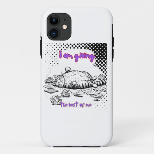 Funny Exhausted Cat T-Shirt – Giving My Best Case-Mate iPhoneケース (裏面)