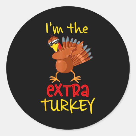 Funny Extra Turkey Matching Family Group Thanksgiv ラウンドシール (正面)