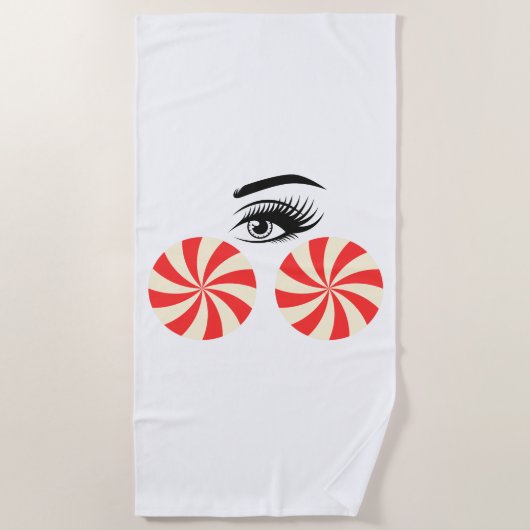 Funny Eye Candy Beach Towel for Women ビーチタオル (正面)