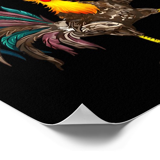 Funny F-awk-f Chicken F-caw-f Rooster Pun Retro ポスター (角)