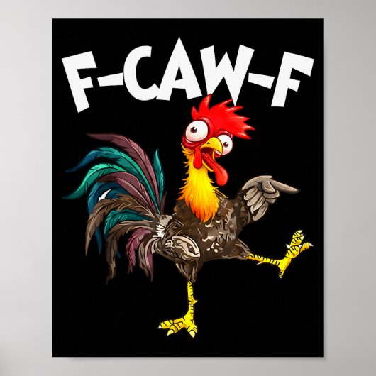 Funny F-awk-f Chicken F-caw-f Rooster Pun Retro  ポスター (正面)
