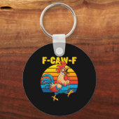Funny F Awk F Chicken F Caw F Rooster Pun Retro Cl キーホルダー (正面)