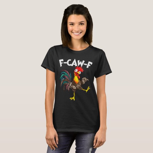 Funny F-awk-f Chicken F-caw-f Rooster Pun Retro  Tシャツ (正面フル)
