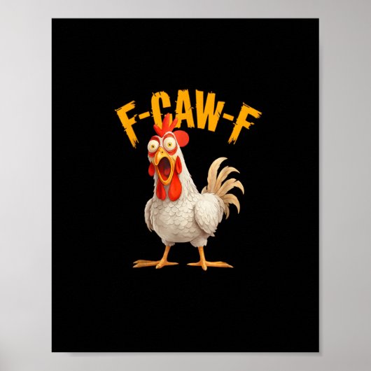 Funny F-Awk-F Chicken F-Caw-F Rooster Pun Retro Vi ポスター (正面)