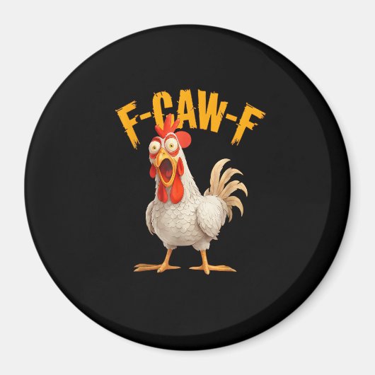 Funny F-Awk-F Chicken F-Caw-F Rooster Pun Retro Vi マグネット (正面)